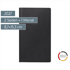 Taschenkalender 2027 | A6, Kunststoff, schwarz