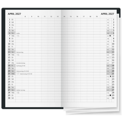 Taschenkalender 2027 | A6, Kunststoff, schwarz
