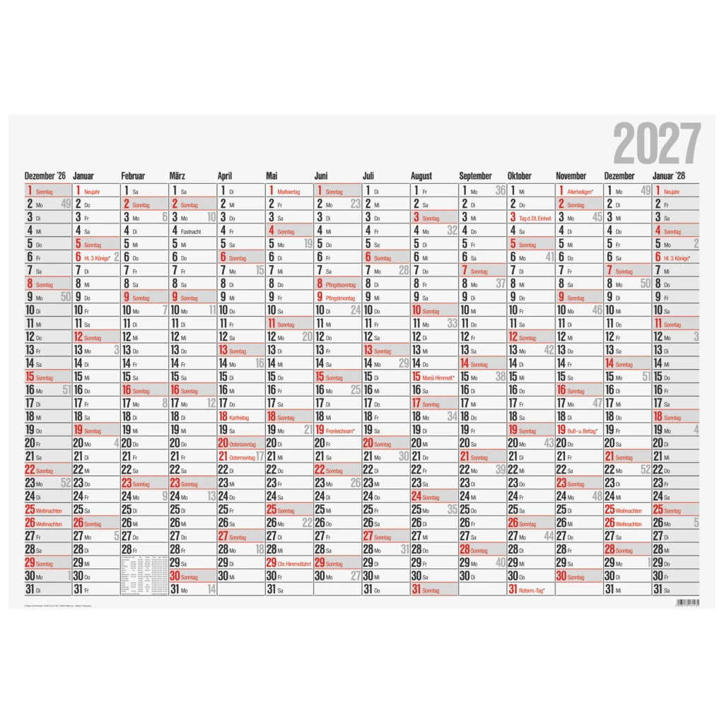 Plakatkalender 2027 | 98×68 cm
