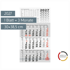 3-Monatskalender 2027 | 30×52 cm