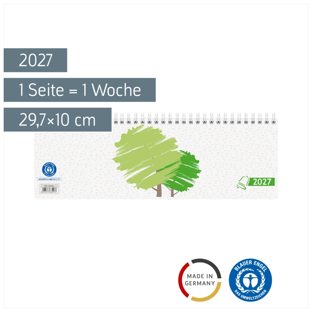 Querterminbuch 2027 „UWS“ | 29,7×10 cm, Karton
