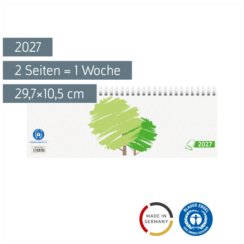 Querterminbuch 2027 „UWS“ | 29,7×10,5 cm, Karton