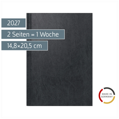 Buchkalender 2027 | A5, Kunststoff, schwarz