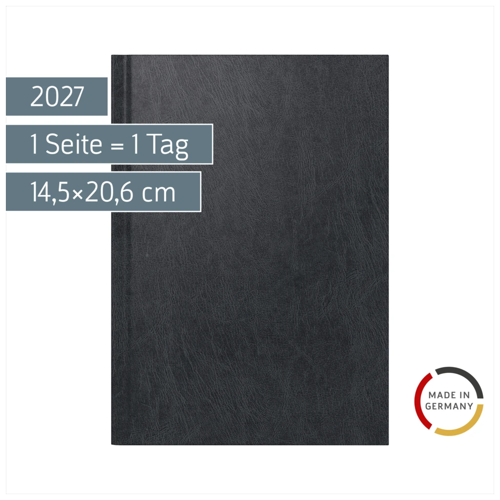 Buchkalender Mod. 795 62 2027 | A5, Kunststoff, schwarz