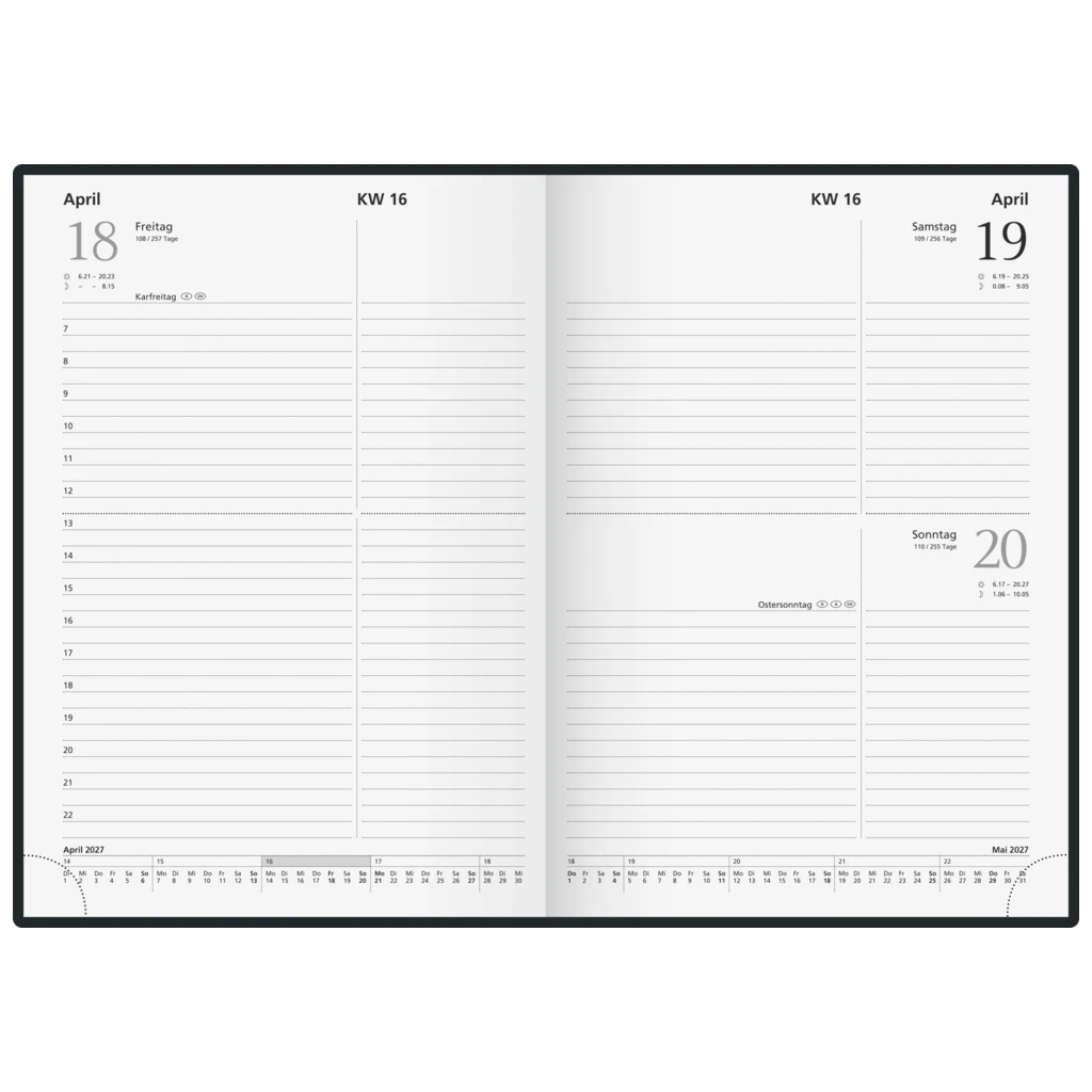 Buchkalender Mod. 795 62 2027 | A5, Kunststoff, schwarz