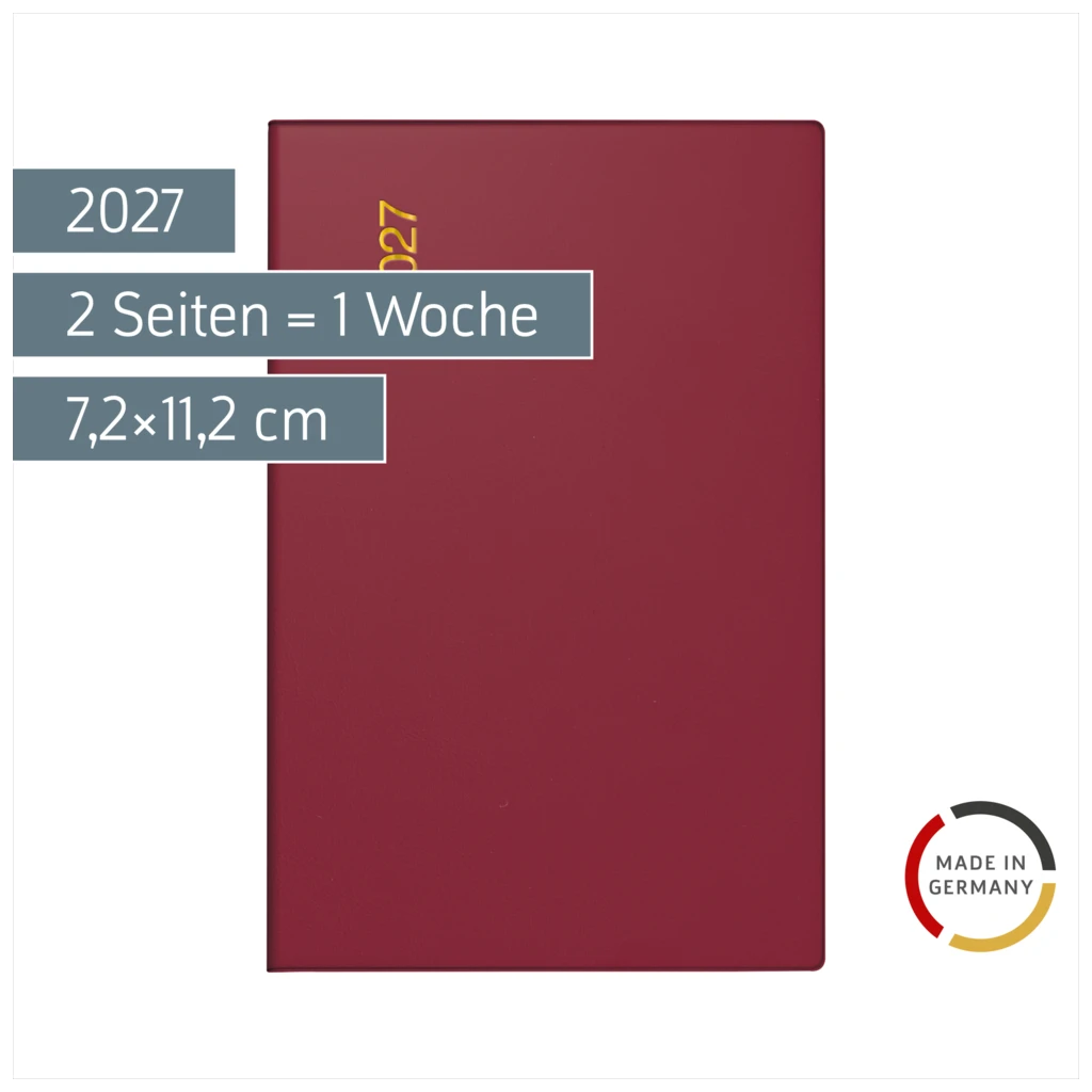 Taschenkalender Mod. partner/Industrie I 2027 | A7, Kunststoff, bordeaux