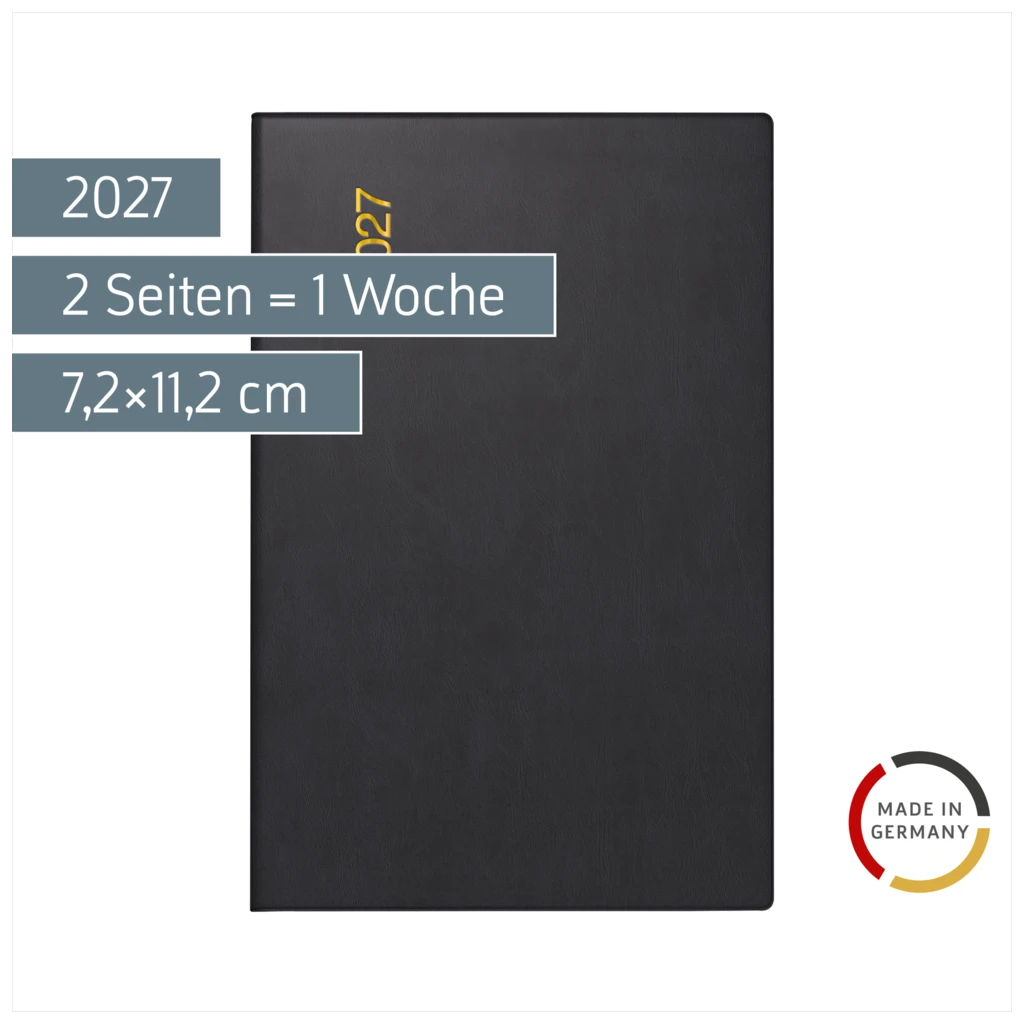 Taschenkalender Mod. partner/Industrie I 2027 | A7, Kunststoff, schwarz