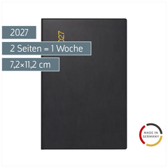 Taschenkalender Mod. partner/Industrie I 2027 | A7, Kunststoff, schwarz