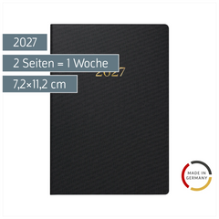 Taschenkalender Design Line Mod. partner/Industrie I 2027 „Black“ | A7, Textil