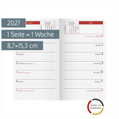 Wochen-Ersatzkalendarium Mod. TM 15 2027 | 8,7×15,3 cm, Karton, weiß
