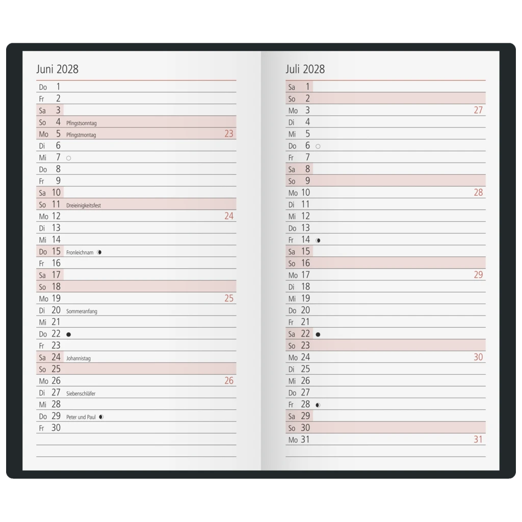 Taschenkalender Mod. TM 15 2027 | A6, Kunststoff, schwarz