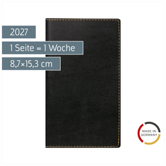 Taschenkalender Mod. TM 15 2027 | A6, Kunstleder, schwarz