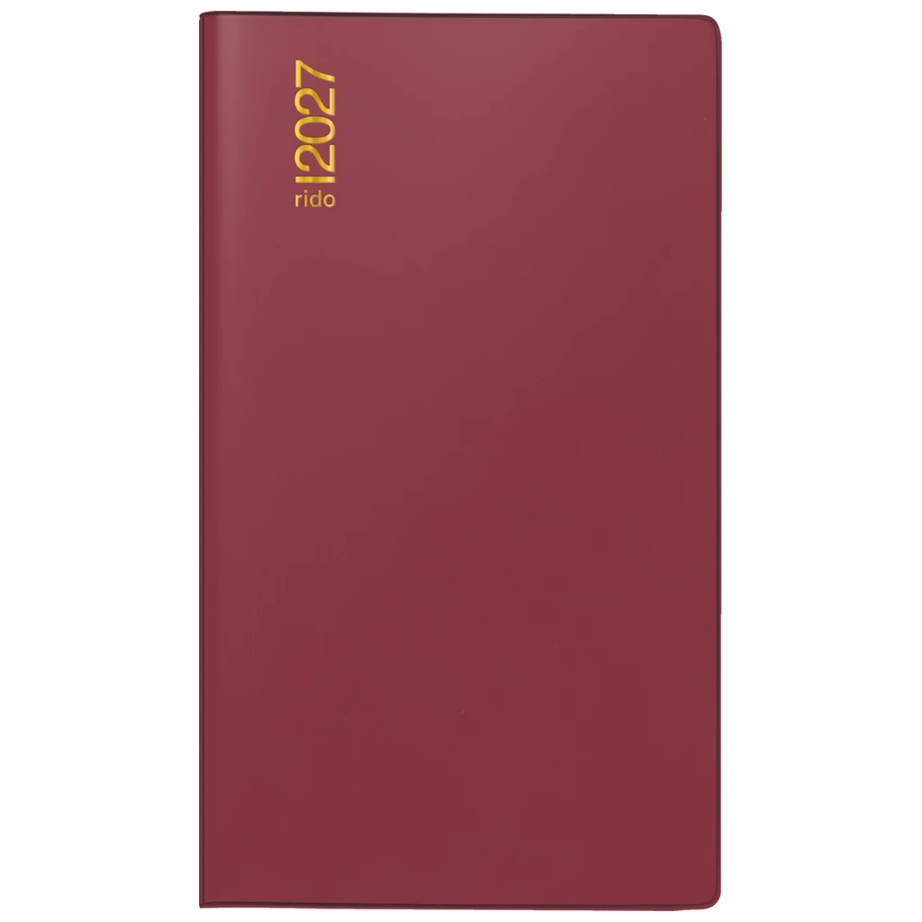 Taschenkalender Mod. TM 17/contacter 2027 | A6 quer, Kunststoff, bordeaux
