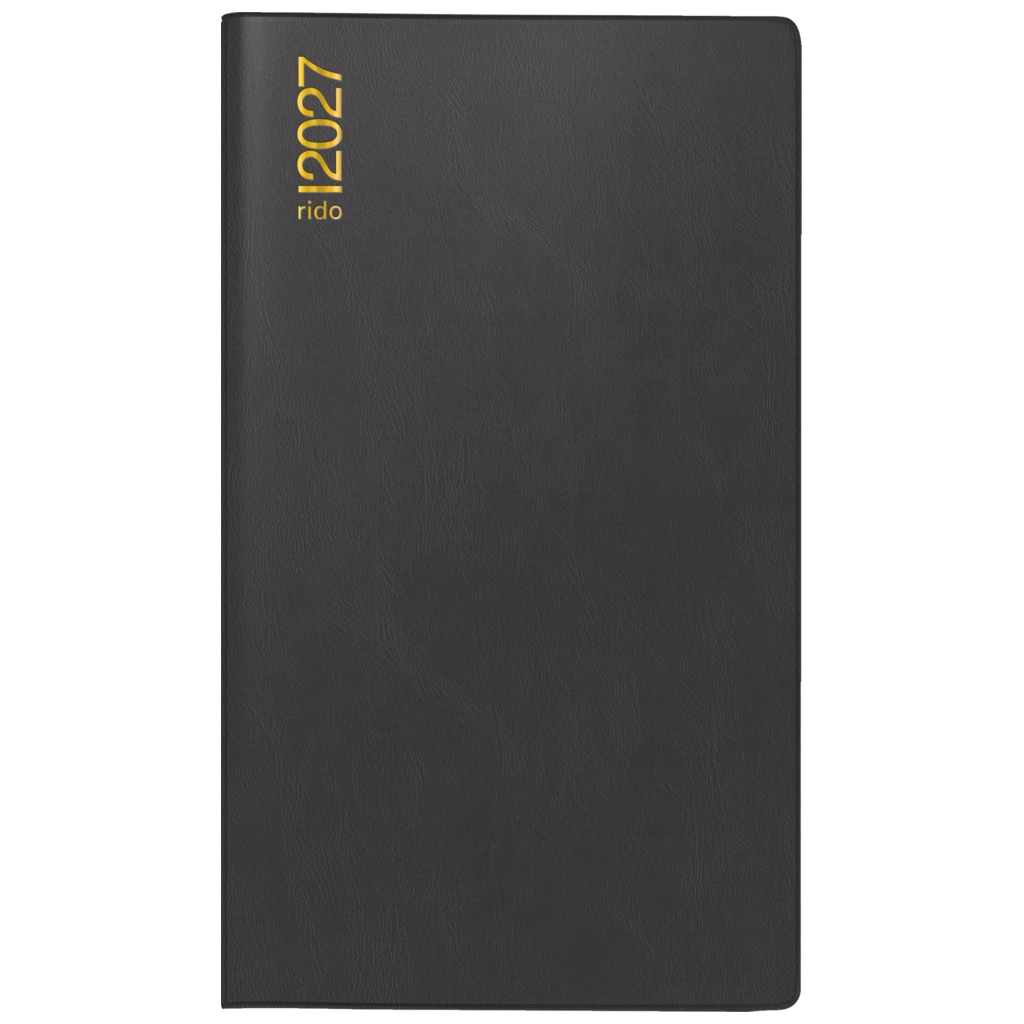 Taschenkalender Mod. TM 17/contacter 2027 | A6 quer, Kunststoff, schwarz