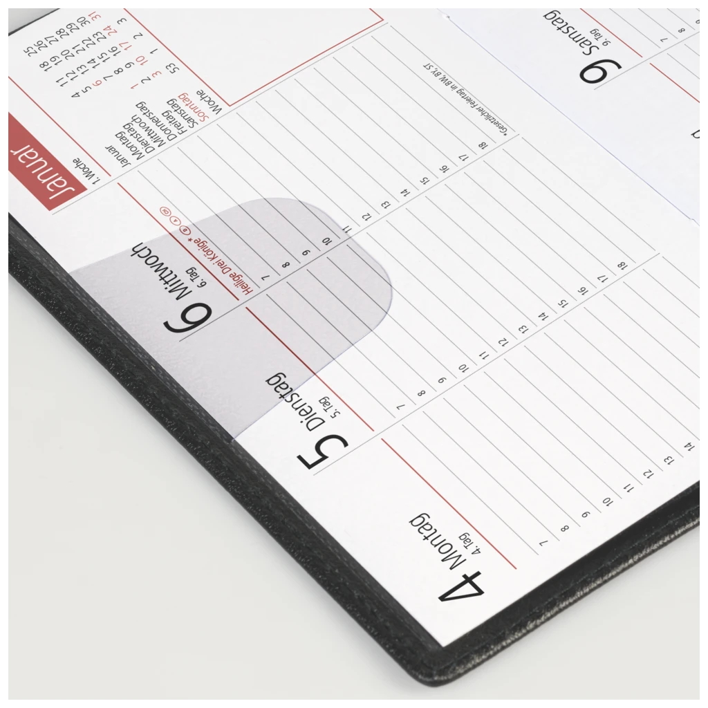 Taschenkalender Mod. TM 17/contacter 2027 | A6 quer, Kunststoff, schwarz