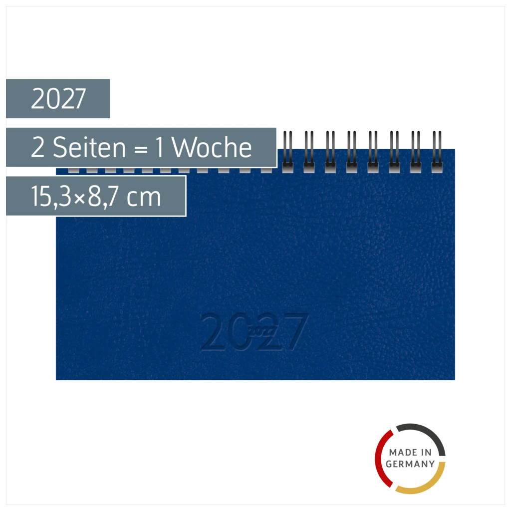 Taschenkalender Mod. TM 17/contacter 2027 | A6 quer, Kunstleder, blau