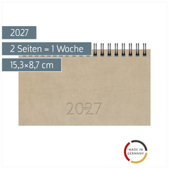 Taschenkalender Mod. TM 17/contacter 2027 | A6 quer, Kunstleder, grau