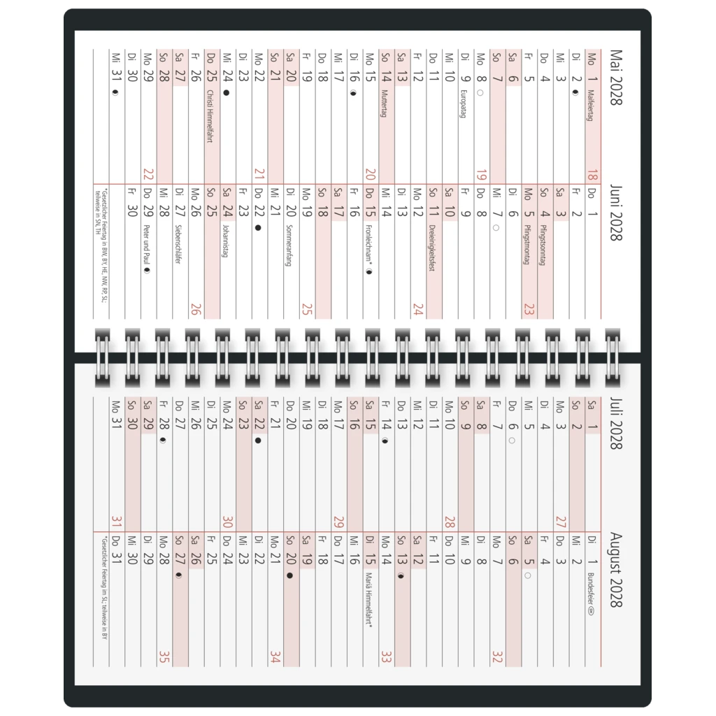 Taschenkalender Mod. TM 17/contacter 2027 | A6 quer, Kunstleder, grau