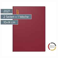 Taschenkalender Mod. perfect/Technik I 2027 | A6, Kunststoff, bordeaux