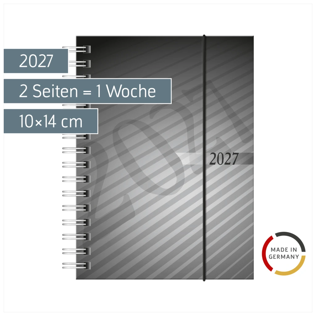 Taschenkalender Mod. perfect/Technik I 2027 | A6, Kunststoff, anthrazit