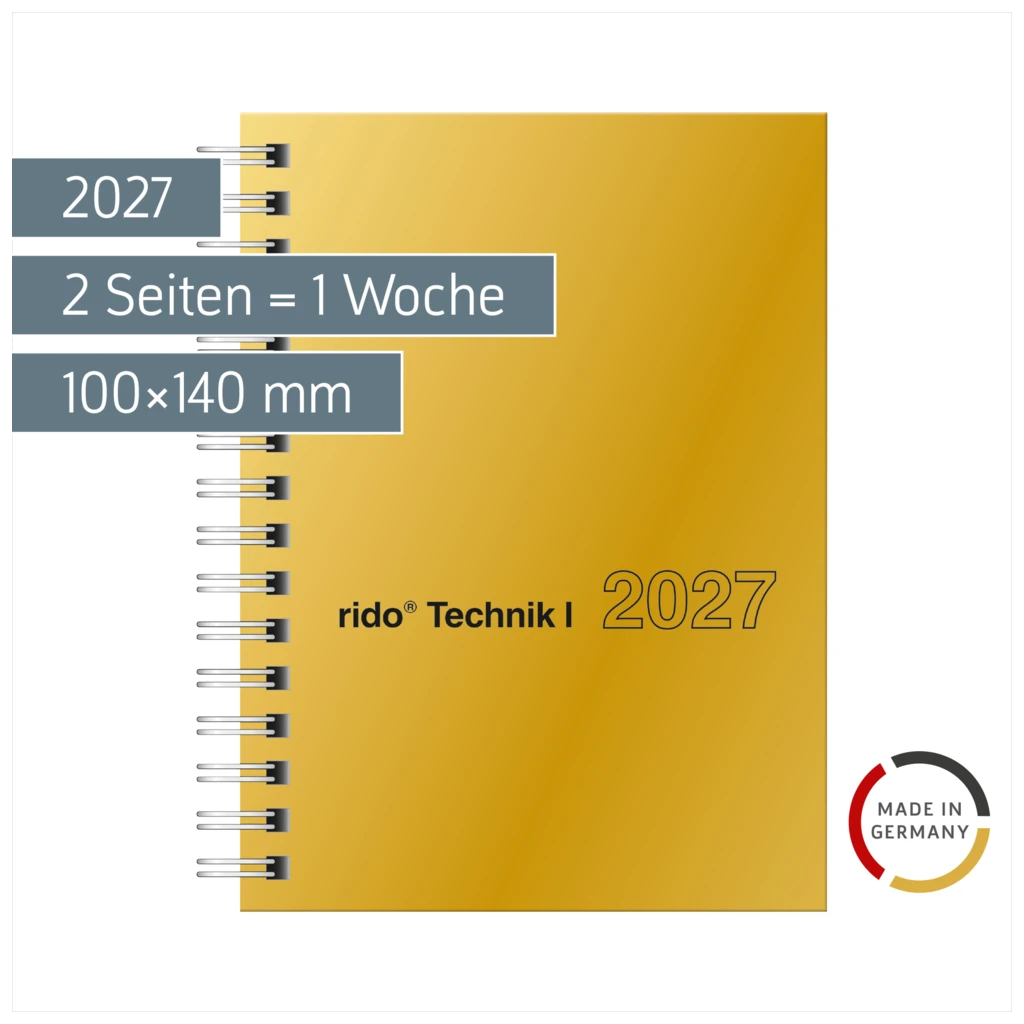 Taschenkalender Mod. perfect/Technik I 2027 | A6, Karton, gold