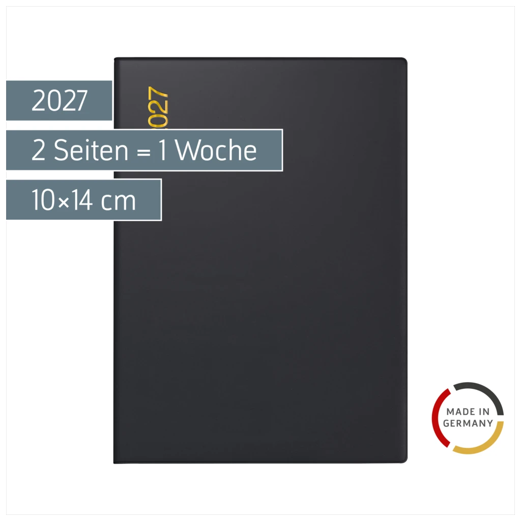 Taschenkalender Mod. perfect/Technik I 2027 | A6, Kunststoff, schwarz