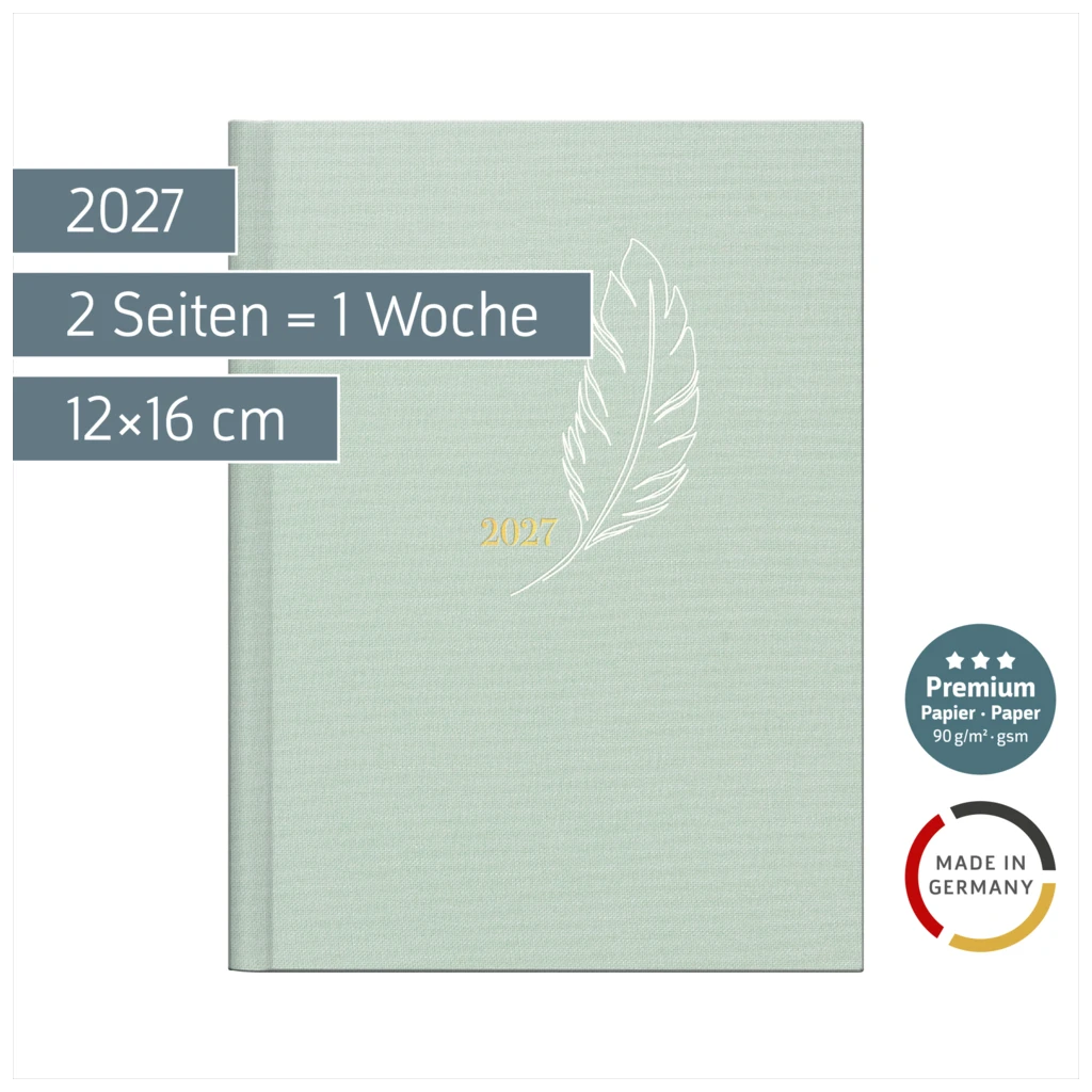 Taschenkalender Premium Young Line Mini 2027 „Feather“ | A6, Textil