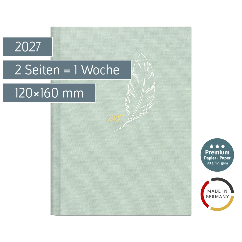 Taschenkalender Premium Young Line Mini 2027 „Feather“ | A6, Textil