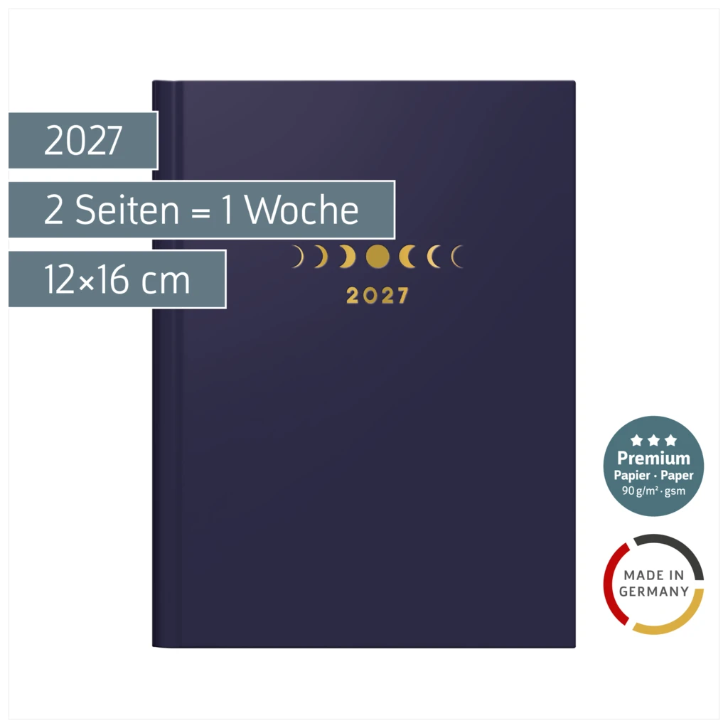 Taschenkalender Premium Young Line Mini 2027 „Moon“ | A6, Papier