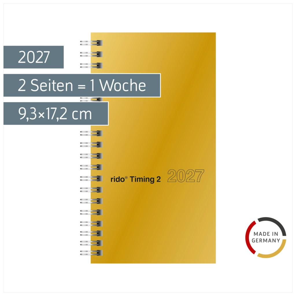 Taschenkalender Mod. Timing 2 2027 | A6, Karton, gold