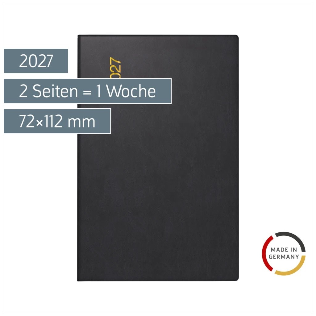 Taschenkalender Mod. partner/Industrie I 2027 | A7, Kunststoff, schwarz