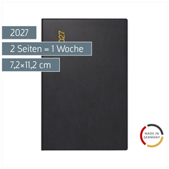 Taschenkalender Mod. partner/Industrie I 2027 | A7, Kunststoff, schwarz