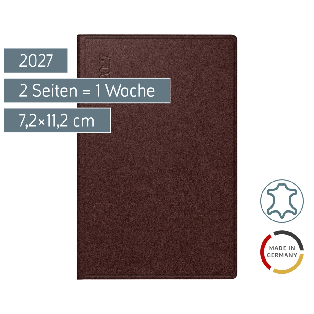 Taschenkalender Mod. partner/Industrie I 2027 | A7, Leder, dunkelrot