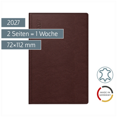 Taschenkalender Mod. partner/Industrie I 2027 | A7, Leder, dunkelrot