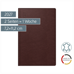 Taschenkalender Mod. partner/Industrie I 2027 | A7, Leder, dunkelrot