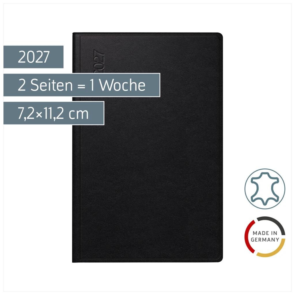 Taschenkalender Mod. partner/Industrie I 2027 | A7, Leder, schwarz