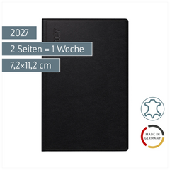 Taschenkalender Mod. partner/Industrie I 2027 | A7, Leder, schwarz