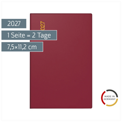 Taschenkalender Mod. Industrie II 2027 | A7, Kunststoff, bordeaux