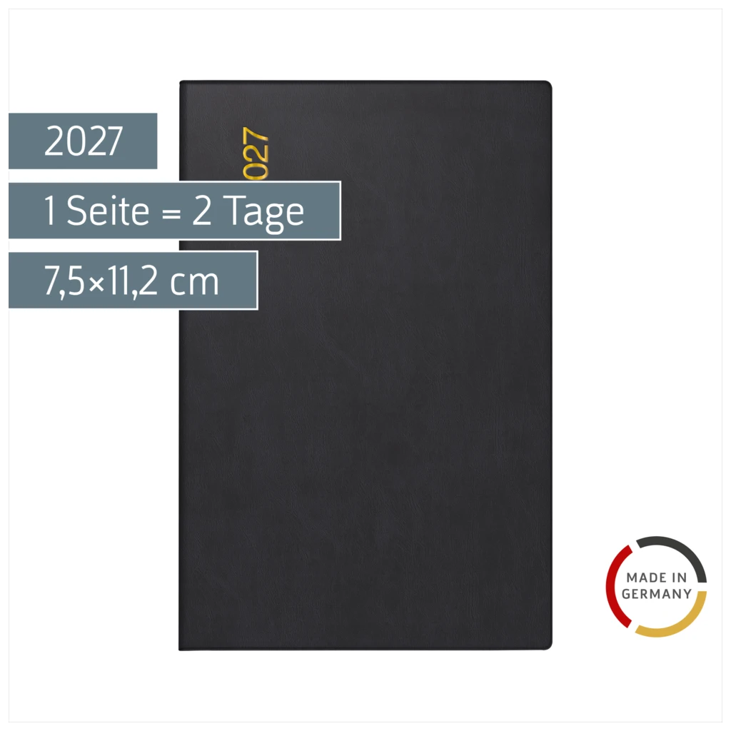 Taschenkalender Mod. Industrie II 2027 | A7, Kunststoff, schwarz