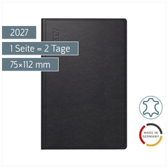 Taschenkalender Mod. Industrie II 2027 | A7, Leder, schwarz