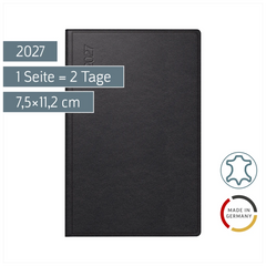 Taschenkalender Mod. Industrie II 2027 | A7, Leder, schwarz