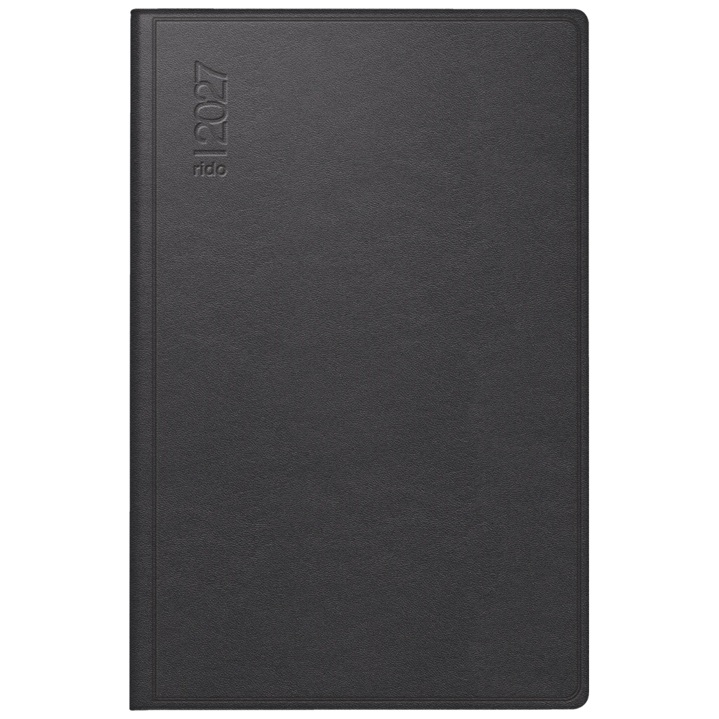 Taschenkalender Mod. Industrie II 2027 | A7, Leder, schwarz