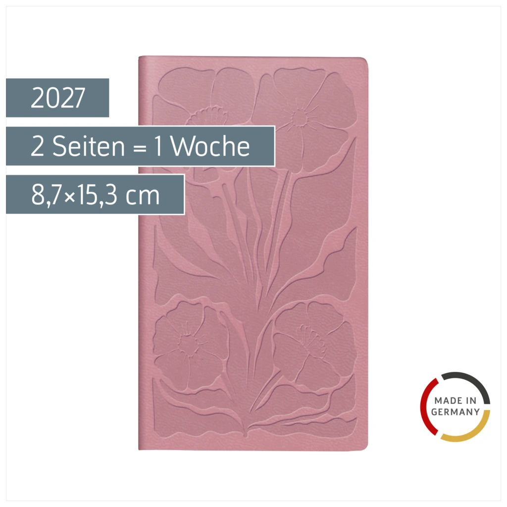 Taschenkalender Design Line Mod. Taschenplaner int. 2027 „Rosie“ | A6, Kunstleder