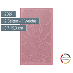 Taschenkalender Design Line Mod. Taschenplaner int. 2027 „Rosie“ | A6, Kunstleder