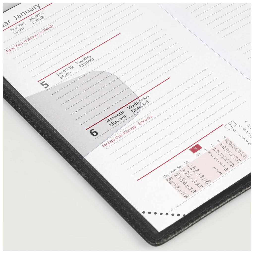 Taschenkalender Mod. Taschenplaner int. 2027 | A6, Kunststoff, schwarz