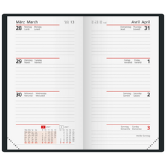 Taschenkalender Mod. Taschenplaner int. 2027 | A6, Kunstleder, schwarz