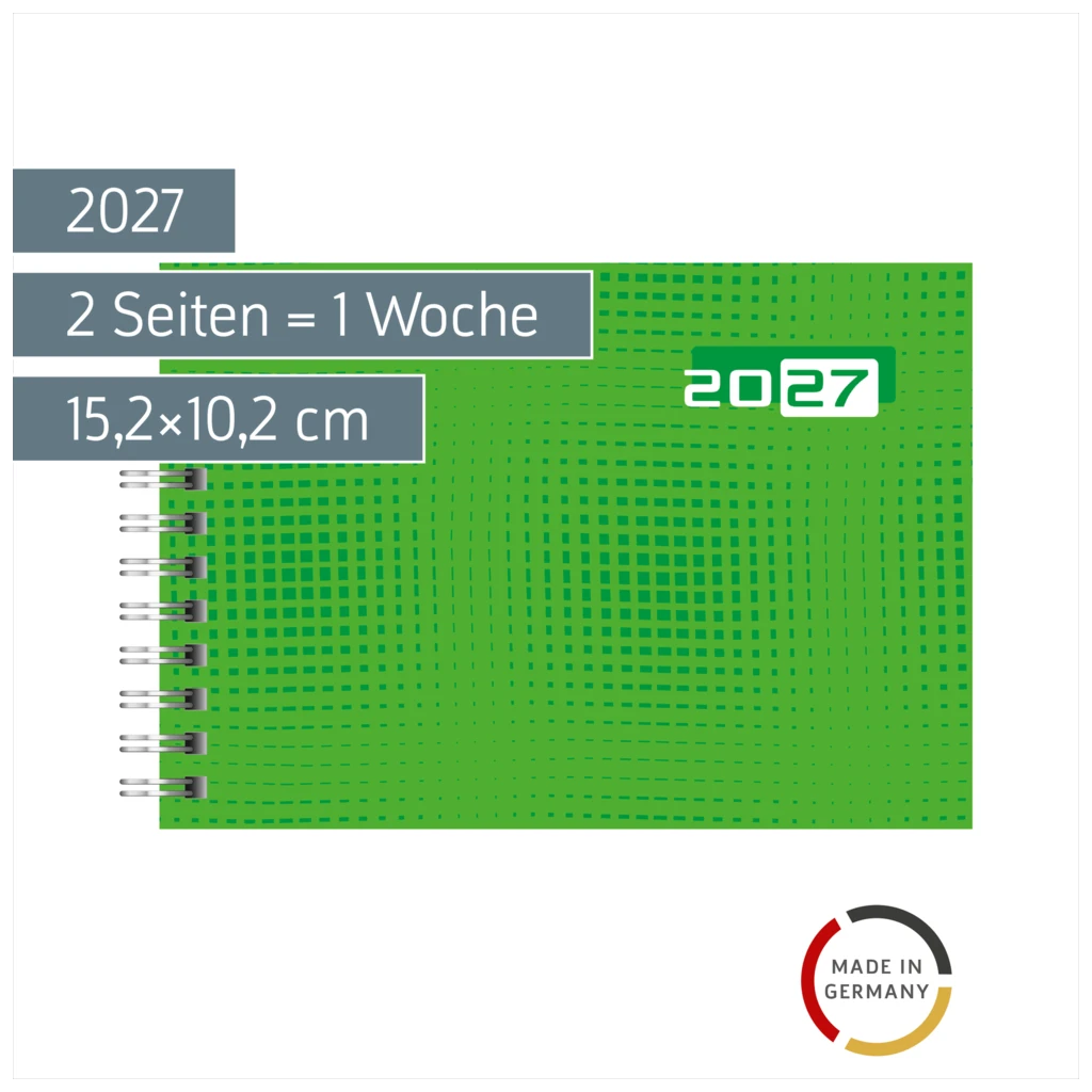 Taschenkalender Colour Line Mod. Septimus 2027 | A6 quer, Papier, grün