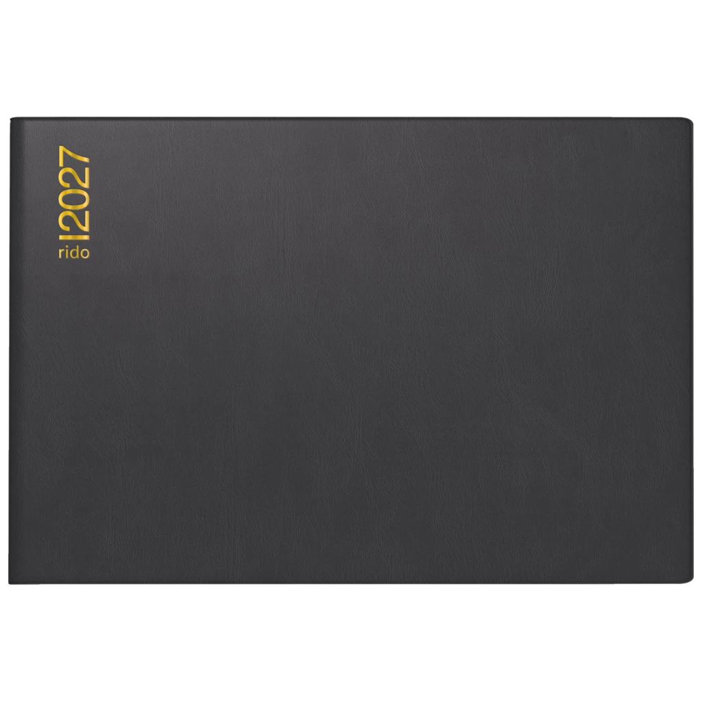 Taschenkalender Mod. Septimus 2027 | A6 quer, Kunststoff, schwarz