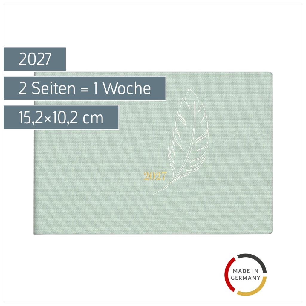 Taschenkalender Design Line Mod. Septimus 2027 „Feather“ | A6 quer, Textil