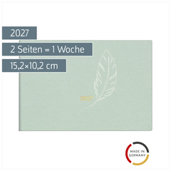 Taschenkalender Design Line Mod. Septimus 2027 „Feather“ | A6 quer, Textil